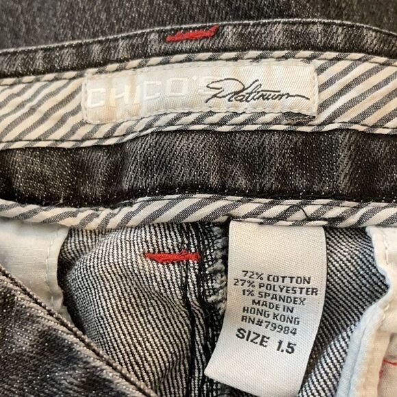 Chicos Platinum black jeans size 1.5 EUC - Picture 6 of 12
